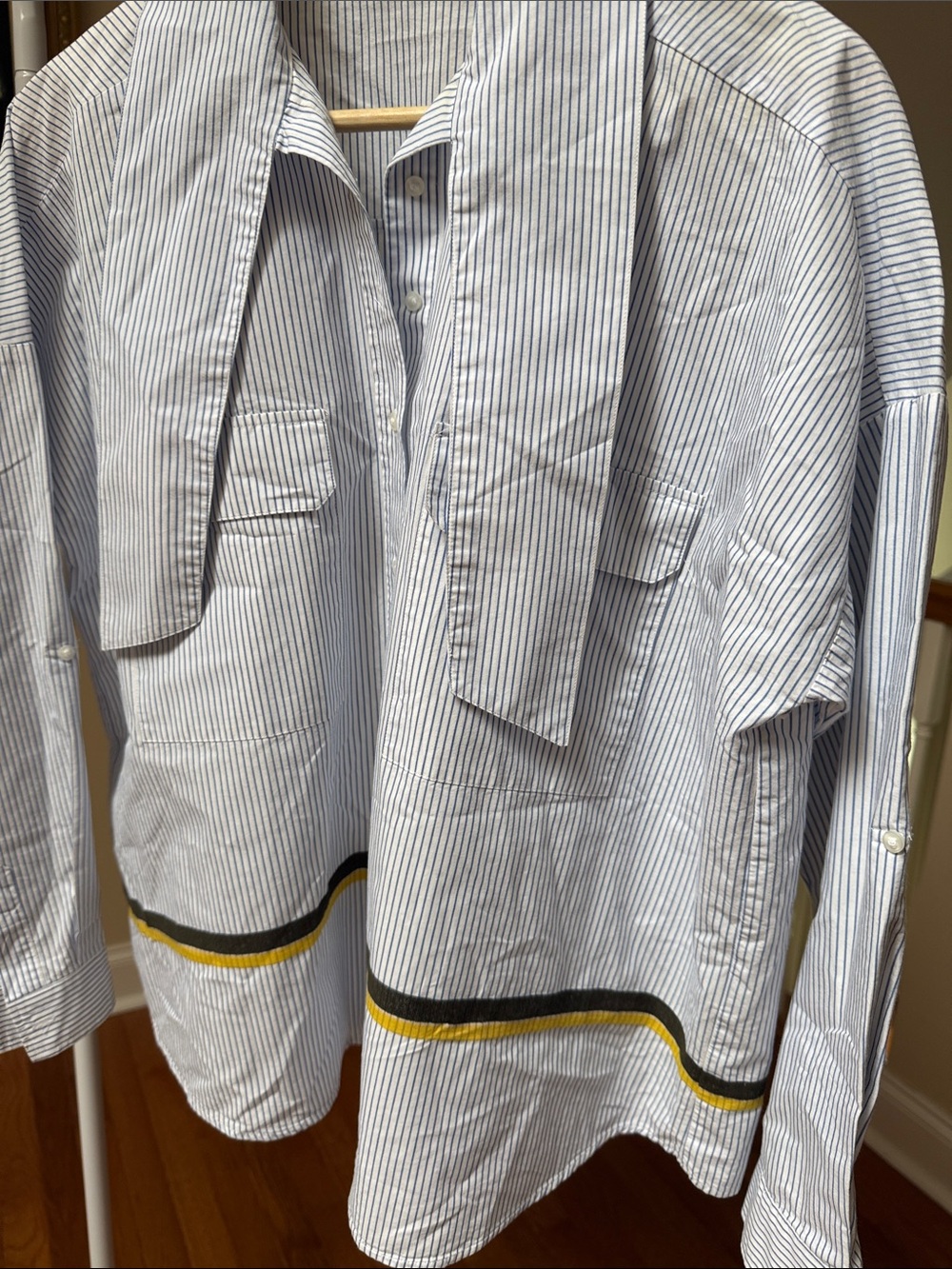 ZARA oversized striped poplin shirt with neck tie and contrasting trims - Picture 4 of 9